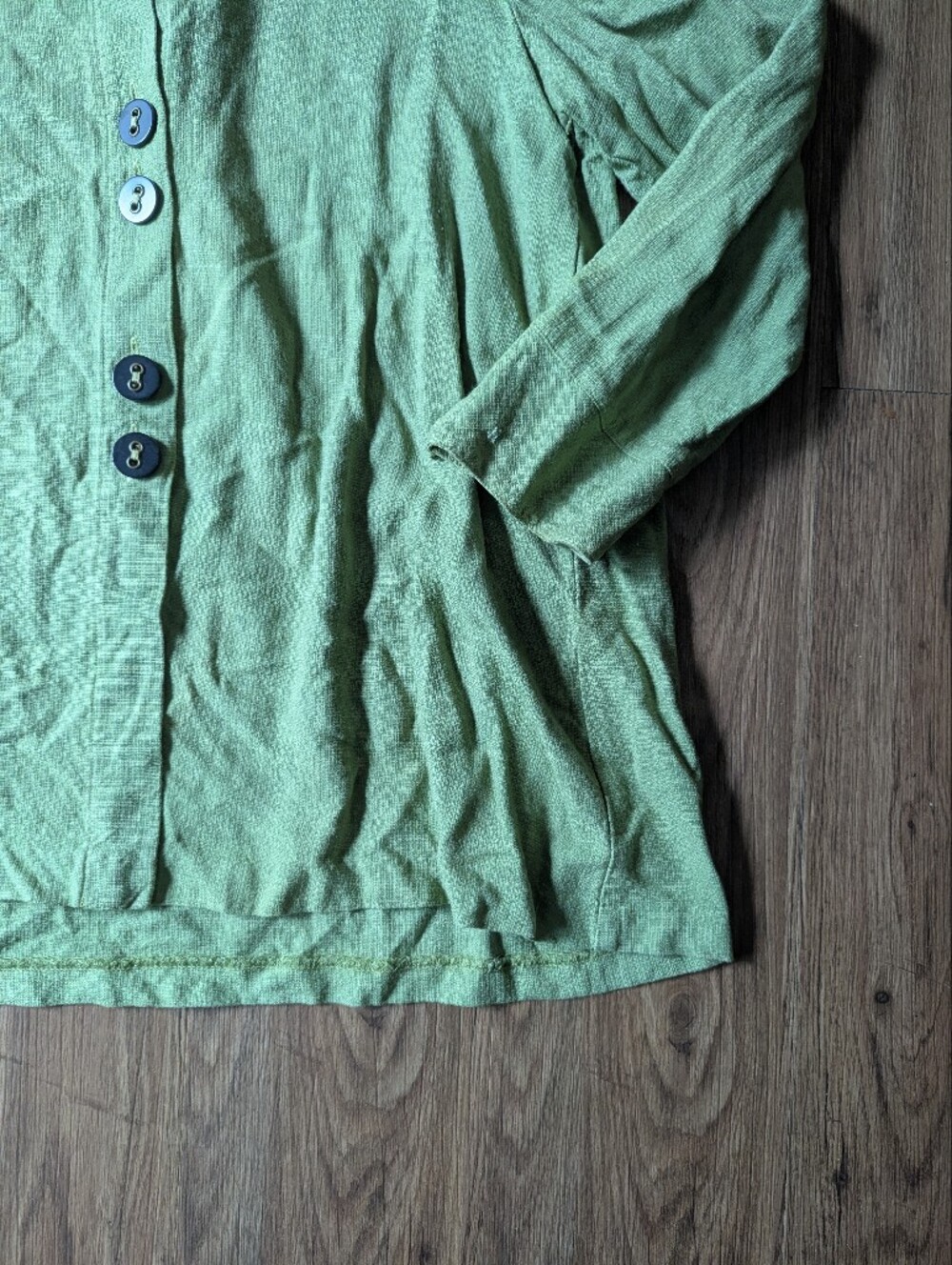 Habitat Women's Green Button-Front 3/4 Sleeve Tunic Top Sz M - Picture 2 of 7